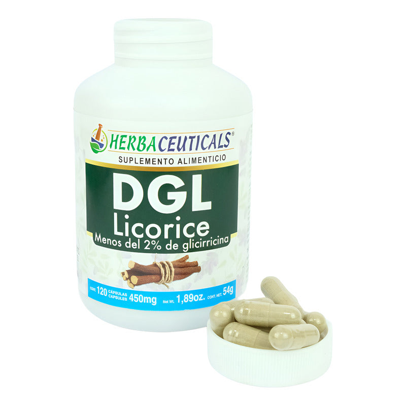 Dgl Licorice Regaliz Orgánico 120 Cápsulas 450 Mg Boticaté Sabor Sin Sabor