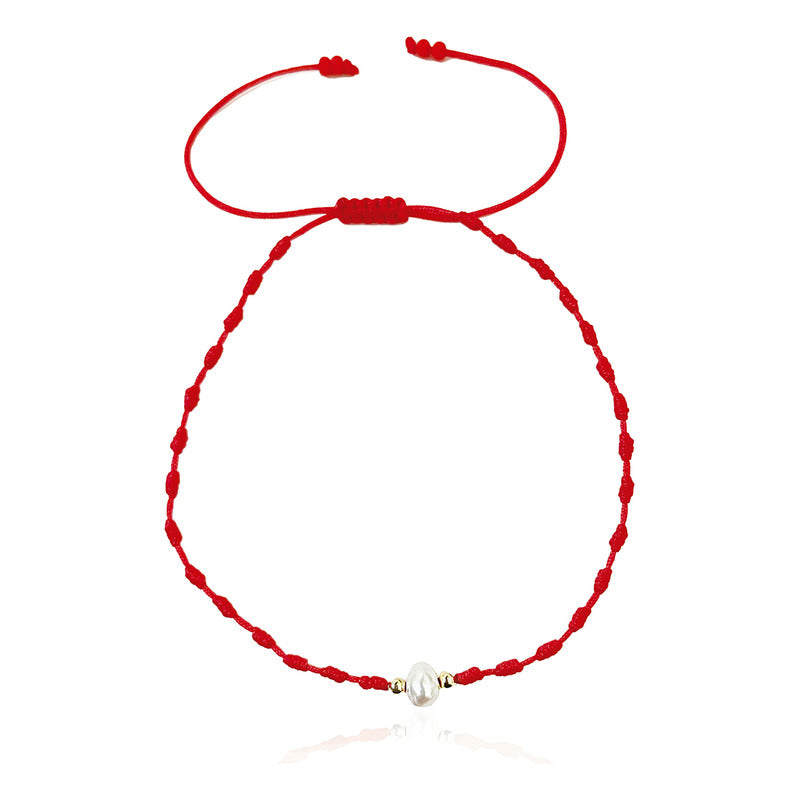 Pulsera Roja Vangania Perla Natural Joyería Artesanal Unisex