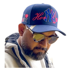 Vago Style Horny Gorra Artesanal Azul Marino Visera Curva Talla Único