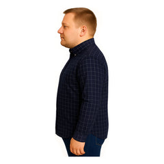 Camisa Big Kong Manga Larga Tallas Grandes Azul Cuadros