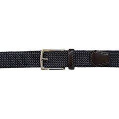 Cinturón Ferrioni Textil Elástico Trenzado Negro Gris Hombre