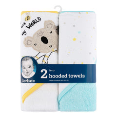 Set 2 Toallas Gerber Bebé Capucha Algodón Azul 66×76 Cm
