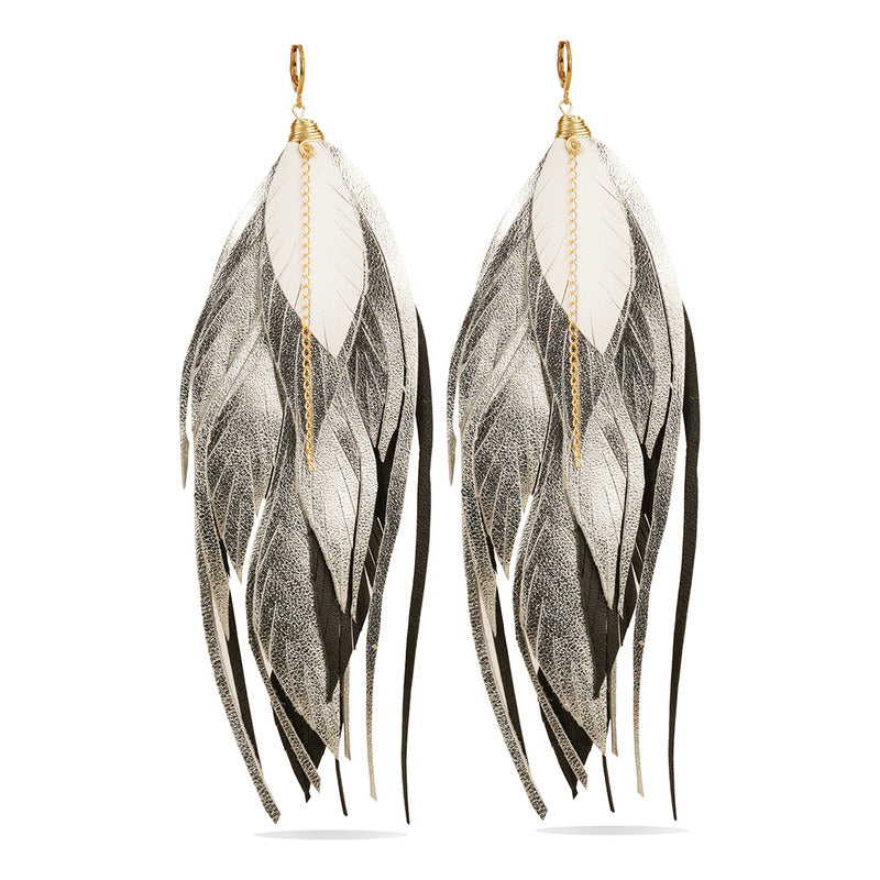 Aretes Largos Mujer De Plumas Vangania Joyería Mujer Boho