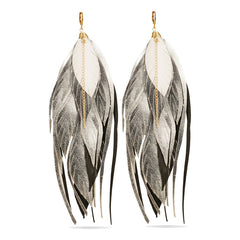 Aretes Largos Mujer De Plumas Vangania Joyería Mujer Boho