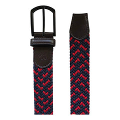 Cinturón Ferrioni Textil Elástico Trenzado Azul Rojo Hombre