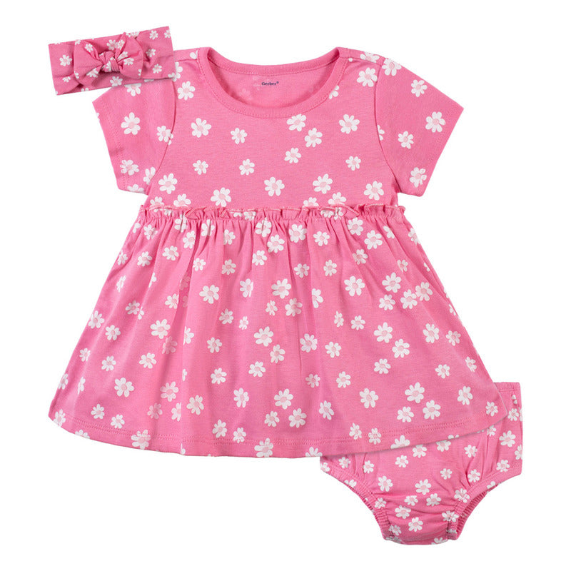 Vestido Gerber Rosa Set 3 Piezas Ropa Bebe Primavera