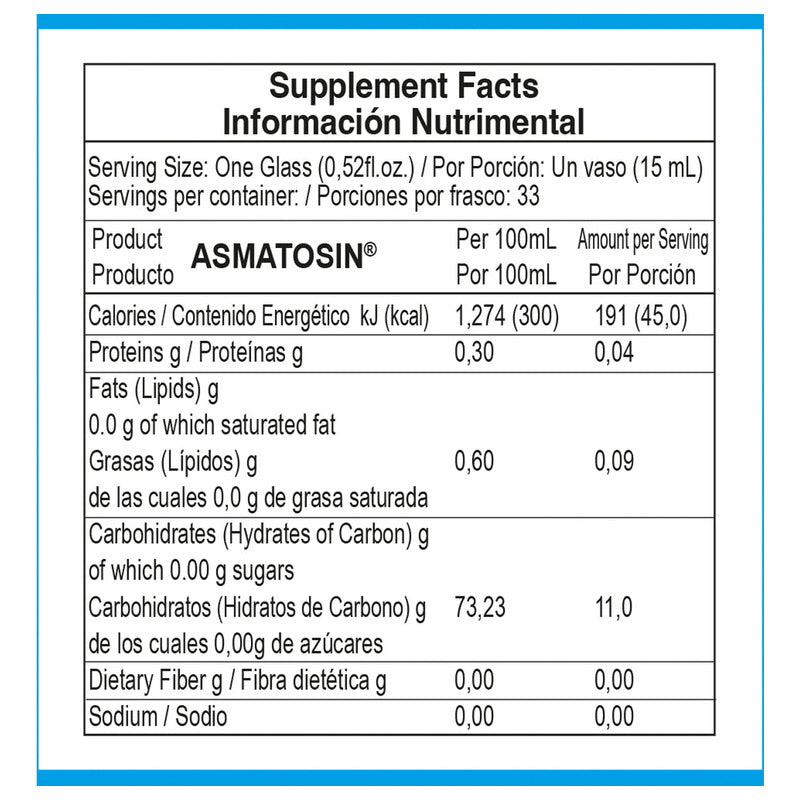 Jarabe natural Elixir Cuatecomate Propóleo 500 ml Asmatosin