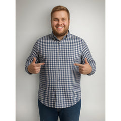 Camisa Big Kong Cuadros Azul Marino Hombre Talla Grande