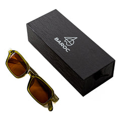 Lentes De Sol Baroc Malibu Ámbar Uv400 Rectangulares Moda Océano Verde Marrón Claro