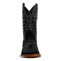 Bota Vaquera Piel Grabado Phyton Negra Calzado Del Bajío