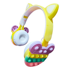 Audífonos Inalámbricos Bluetooth Orejitas Led Amarillo Pop It B30