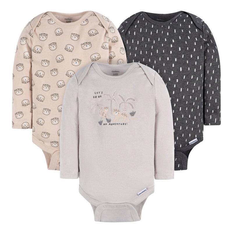 Pañalero Gerber Pack 3 Piezas Body Algodón Ropa Bebé Niña-3-6M