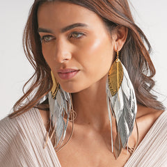 Aretes Largos Mujer Plumas Garza Joyeria Mujer Vangania Arte