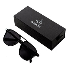 Lentes De Sol Baroc Super Star Black Uv400 Aviador Unisex Color Negro Lente Negro Armazón Negro Diseño Océano