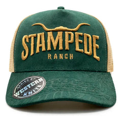 Gorra Trucker Livestock Forest Gold Stampede Verde Bordada Verde Un Liso