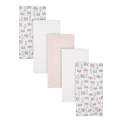 Mantas Gerber Algodón Rosa Blanco Set 5 Piezas Suaves Bebé