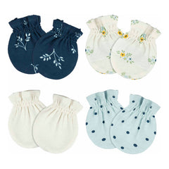 Mitones Gerber Essentials Bebé Azul Blanco 4 Pzs Algodon Azul 0-3m