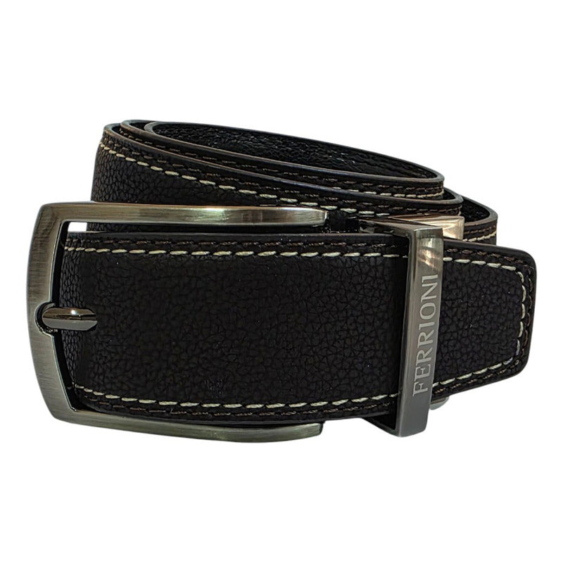 Cinturón Ferrioni Reversible Hombre Piel Negro Café 34mm