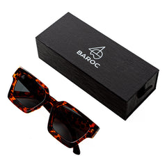 Lentes De Sol Baroc Square Print Carey Uv400 Unisex Cuadrado Océano Naranja Negro