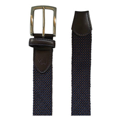 Cinturón Ferrioni Textil Elástico Trenzado Azul Moka 34mm