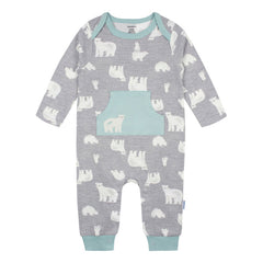 Mameluco Gerber Pack 2 Algodón Con Pies Gris Azul Bebé Color Gris / Azul Talla 3-6m 3-6 M Animal Print