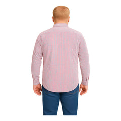 Camisa Big Kong Manga Larga Cuadros Rosa Y Azul Talla Grande