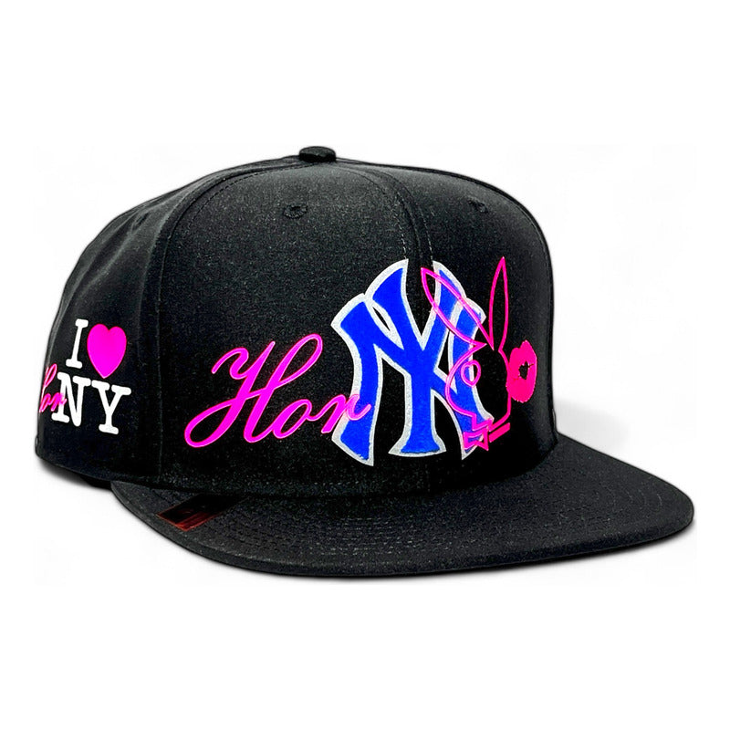 Vago Style Horny Gorra Artesanal Negra Visera Plana Negro Único