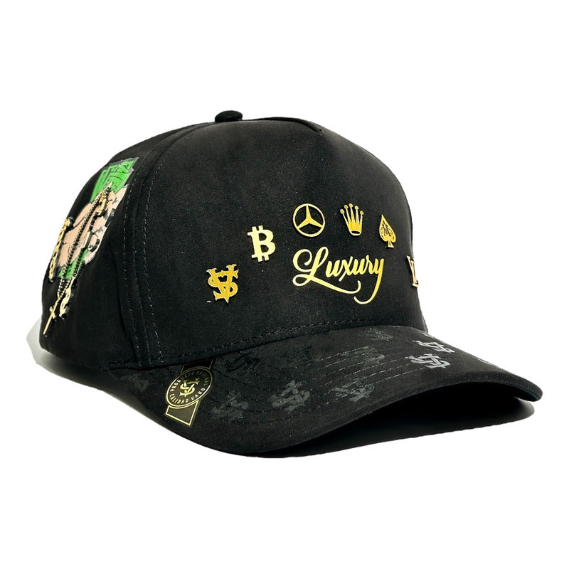 Vago Style Luxury Gorra Artesanal Ng Gamuza Visera Curva Negro Único