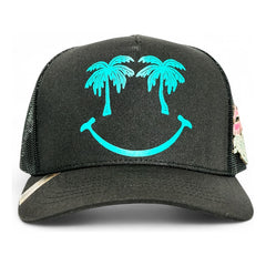 Vago Style Happy Place Gorra Artesanal Negra Visera Curva Negro Único