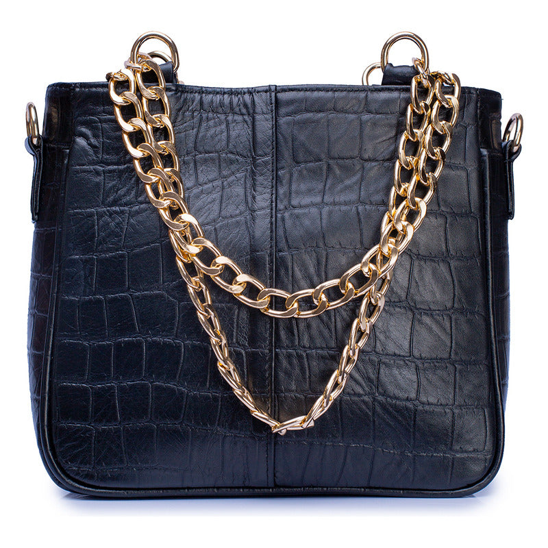 Bolsa Castelli Dama Croco Piel Genuina Correa Desmontable