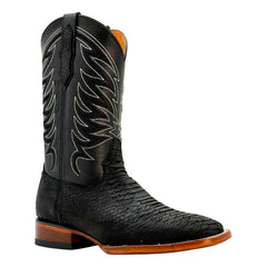 Bota Vaquera Piel Grabado Phyton Negra Calzado Del Bajío