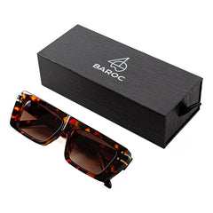 Lentes De Sol Baroc Small Frame Print Uv400 Unisex Océano Negro Marrón Claro