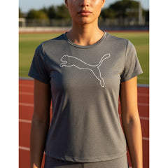 Playera Puma Active Logo Heather Mujer Rosa Y Gris