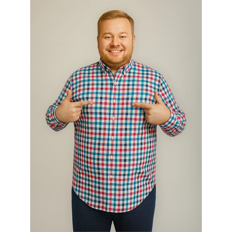 Camisa Cuadros Rosa Big Kong Tallas Grandes Hombre