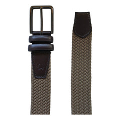 Cinturón Ferrioni Textil Elástico Trenzado Caqui Hombre 34mm