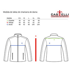Chamarra Biker Negra Castelli Slim Fit Piel Mujer Borrego