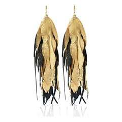 Aretes Largos Plumas Maxi Raven Joyeria Mujer Vangania 15cm Arete Negro