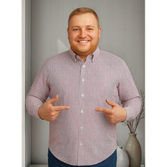 Camisa Big Kong Manga Larga Cuadros Rosa Y Azul Talla Grande