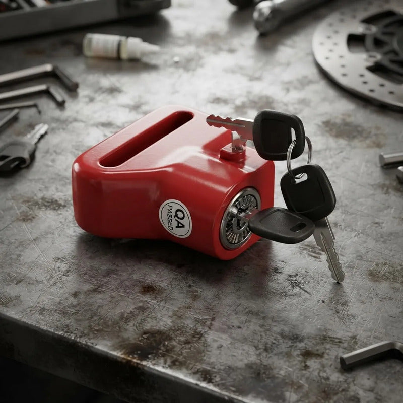 Candado Antirrobo De Seguridad Para Moto Bicicleta Scooter Rojo
