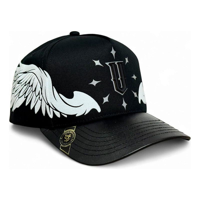 VAGO WHITE ANGELS Gorra Visera Curva Negra Imitación Piel-Unitalla
