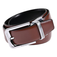 Cinturón Reversible De Piel Genuina Chestnutr-noir 34 Mm