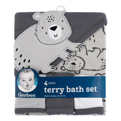 Set 4 Toallas Bebé Gerber Con Capucha Algodón Suave