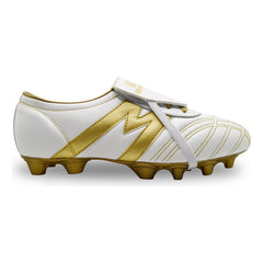Tenis Fútbol Manriquez Tachones Suela Tpu Hombre Blanco Oro