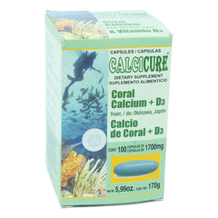 Calcio Coral Okinawa Vitamina D3 Calcicure 100 Capsulas Sin Sabor