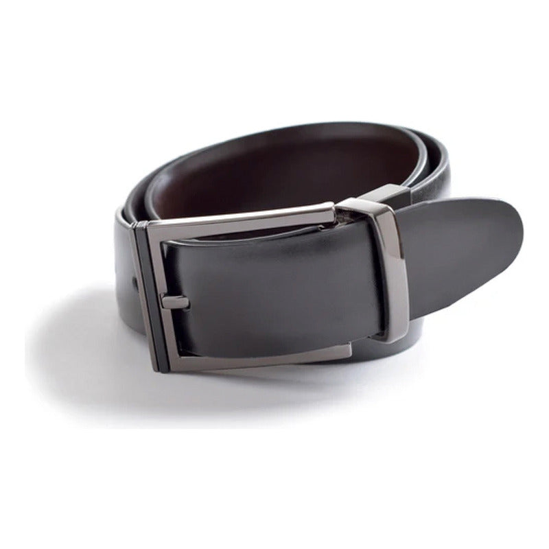 Cinturón Hickok Reversible Piel Genuina Cacao Negro 34mm
