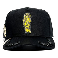 Vago Style San Judas Gorra Artesanal Negra Visera Curva Negro Único