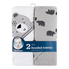 Set 2 Toallas Bebé Gerber Capucha Gris 66×76 Cm Algodón