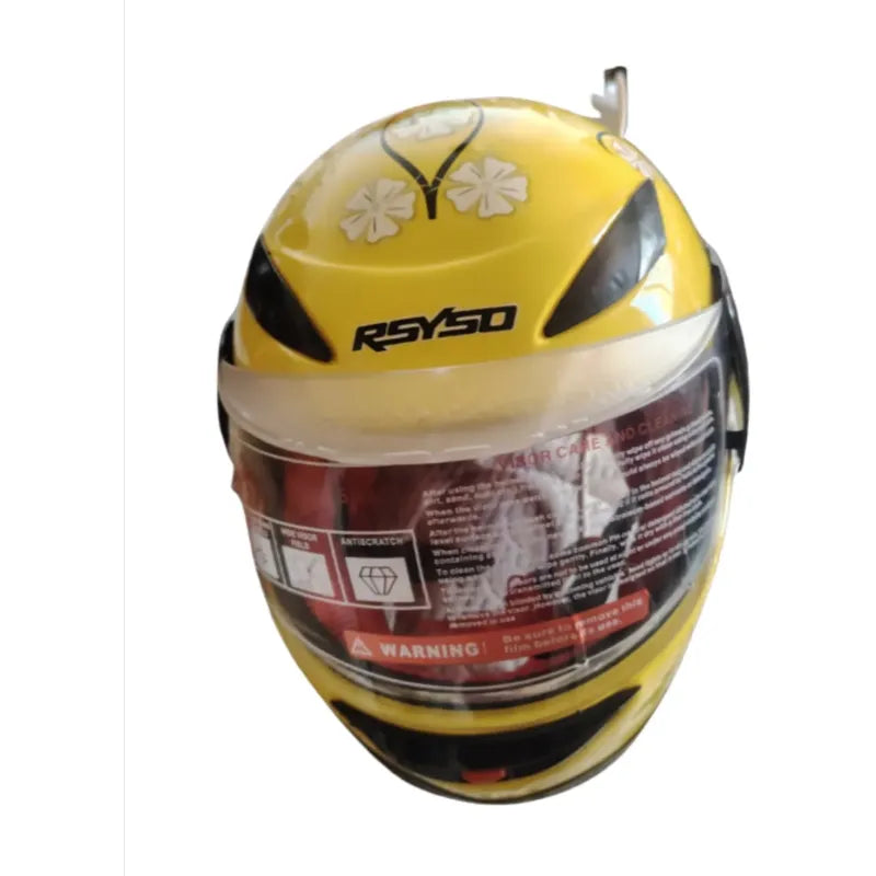 Casco Integral Para Moto Dama Con Diseño De Flores Amarillo Monocolor Brillante Xl