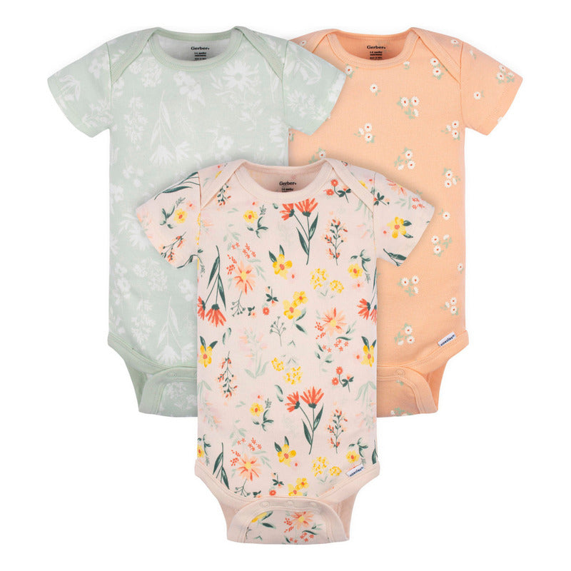 Pañalero Gerber Pack 3 Piezas Body Bebé Ropa Niña Niño-6-9M