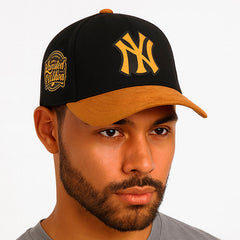 Gorra De Gamuza New York Para Hombre Ajustable Visera Curva